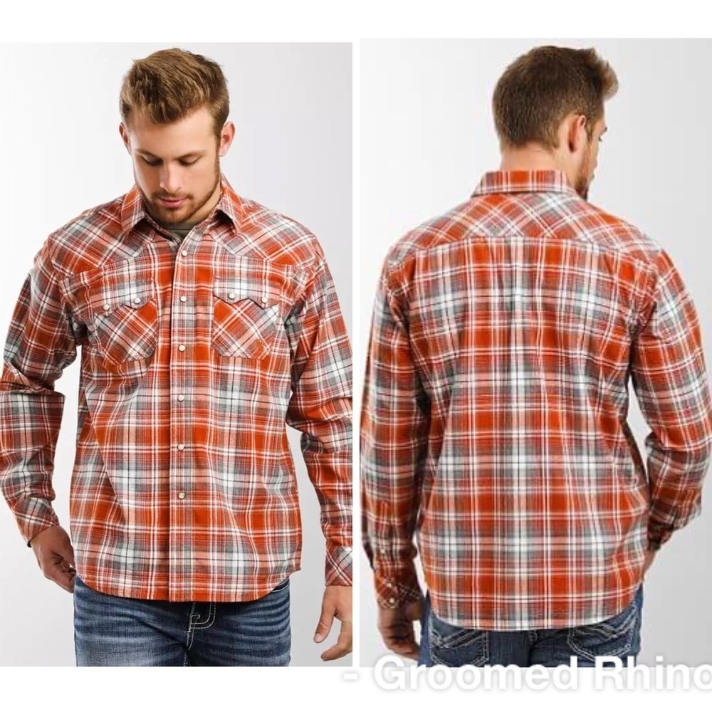 Ariat Hadden Retro Fit Western Shirt In Red Orche Plaid Size XL